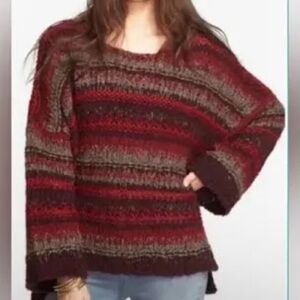 Free People Chunky Knit Pullover Sweater Drop
Shoulder Burgundy Size S oversize